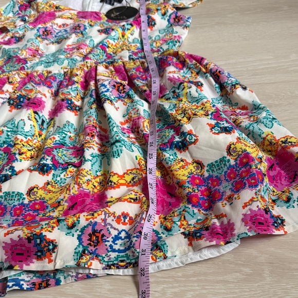 3/$10 Cutie Vibrant Floral Dress - Pink, Blue, Yellow - Picture 7 of 8
